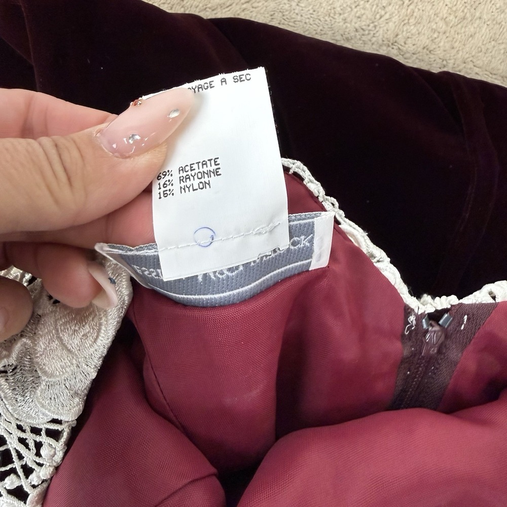VTG Jessica Scott McClintock Dress Sz 6 Lace Wine Velvet Dark Academia Prom - Picture 9 of 12